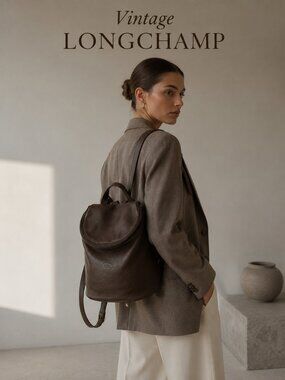 Longchamp Leather Backpack Brown Pebbled Leather Travel Daypack Convertible Bag Amazon.com | Longchamp Backpack 1699 089 Pliage Rucksack  main image 2